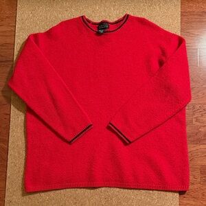 Vintage Limited Women’s Red Wool Blend Sweater with Black Accent Size Large